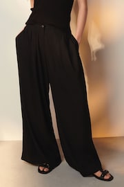Black Superwide Pleated Trousers With Linen - Image 3 of 6