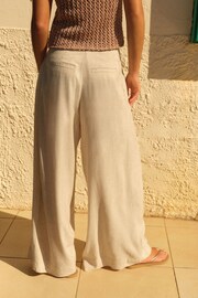 Natural Superwide Pleated Trousers With Linen - Image 3 of 6