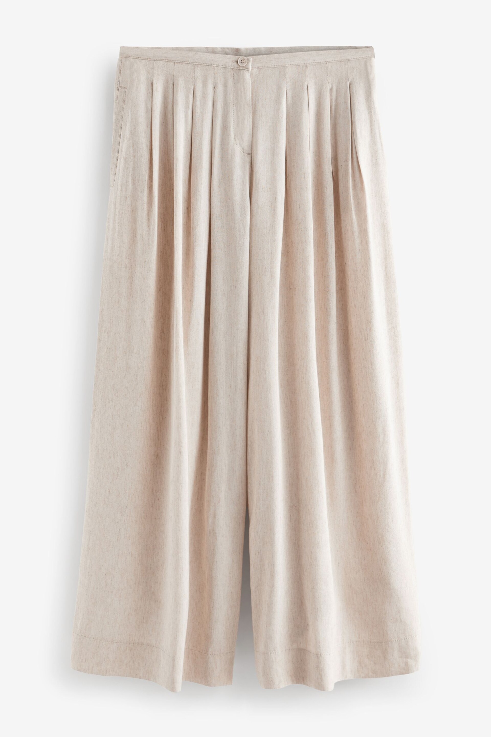 Natural Superwide Pleated Trousers With Linen - Image 5 of 6