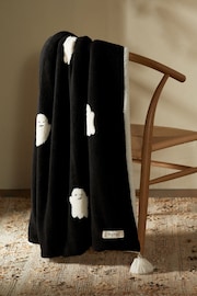 Monochrome Halloween Ghost Fleecy Throw - Image 3 of 7