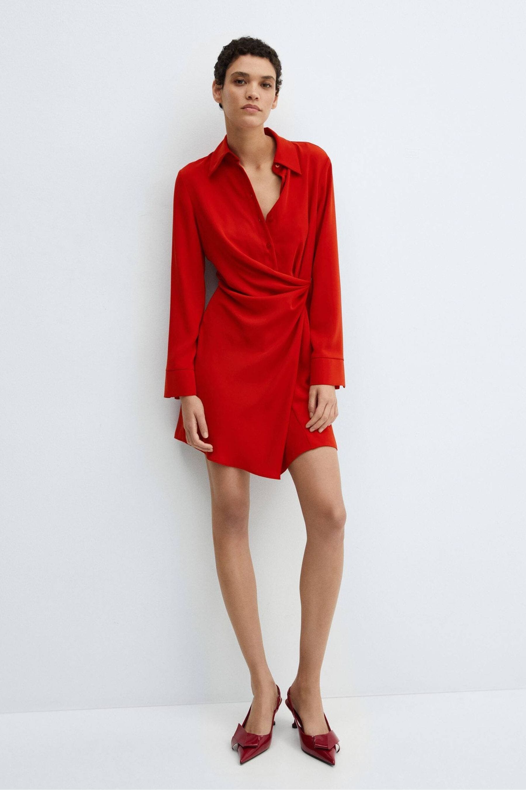 Mango red wrap dress shop