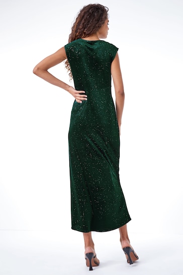 Roman Green Glitter Velvet Maxi Dress