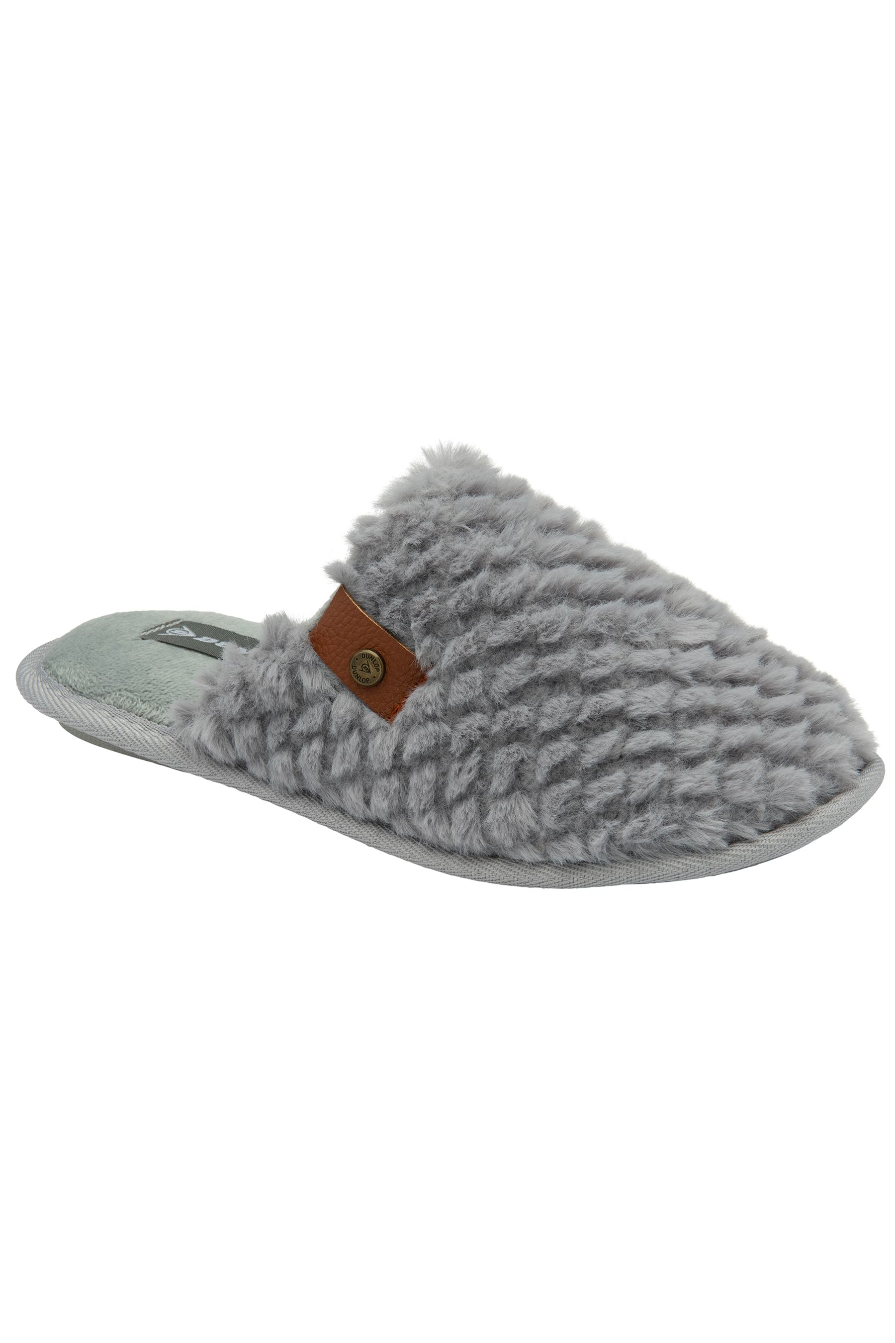 Buy Dunlop Grey Ladies Closed Toe Waffle Mule Slippers from Next Luxembourg