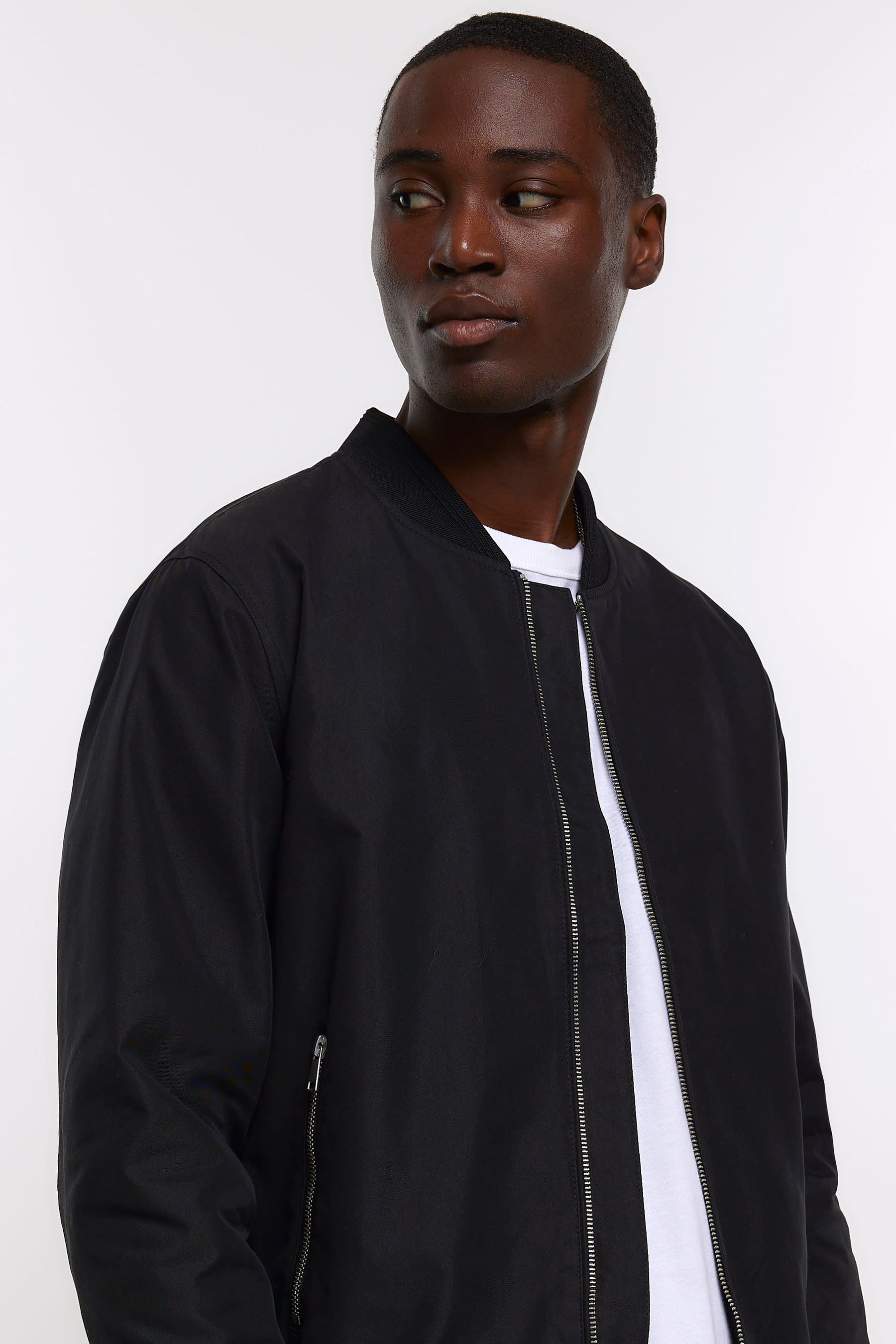 Buy River Island Black Regular Fit Zip Up Bomber Jacket from the Next UK online shop