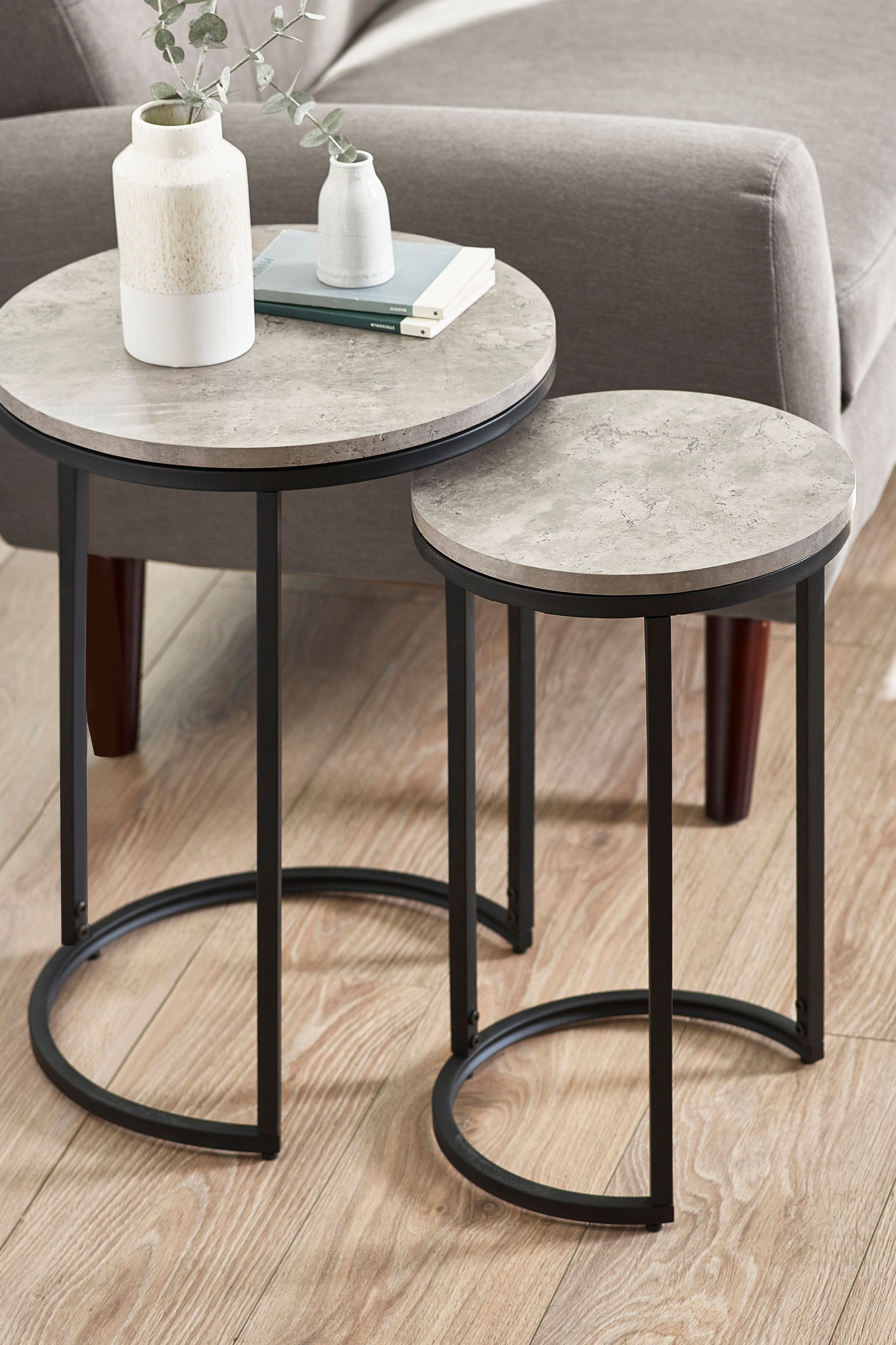Staten concrete round nesting hot sale coffee table