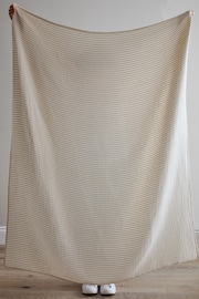 Greige Muslin Stripe Cotton Throw - Image 4 of 5