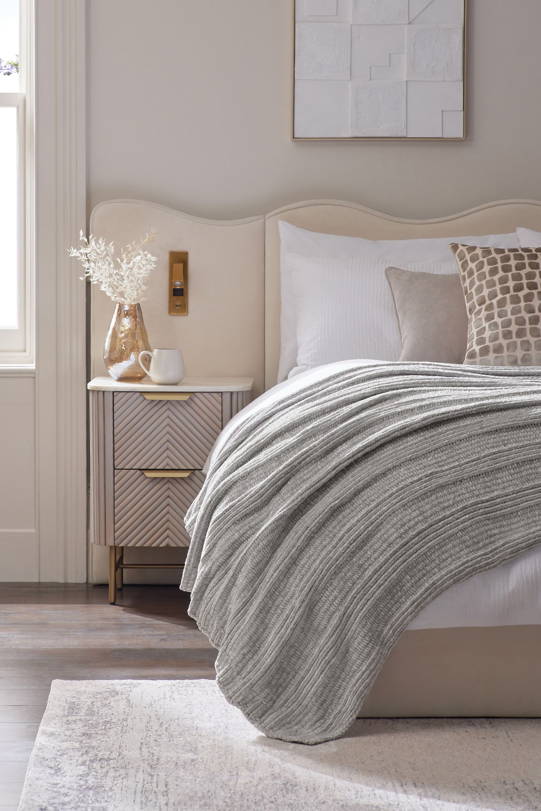 Silver chenille throw on sale