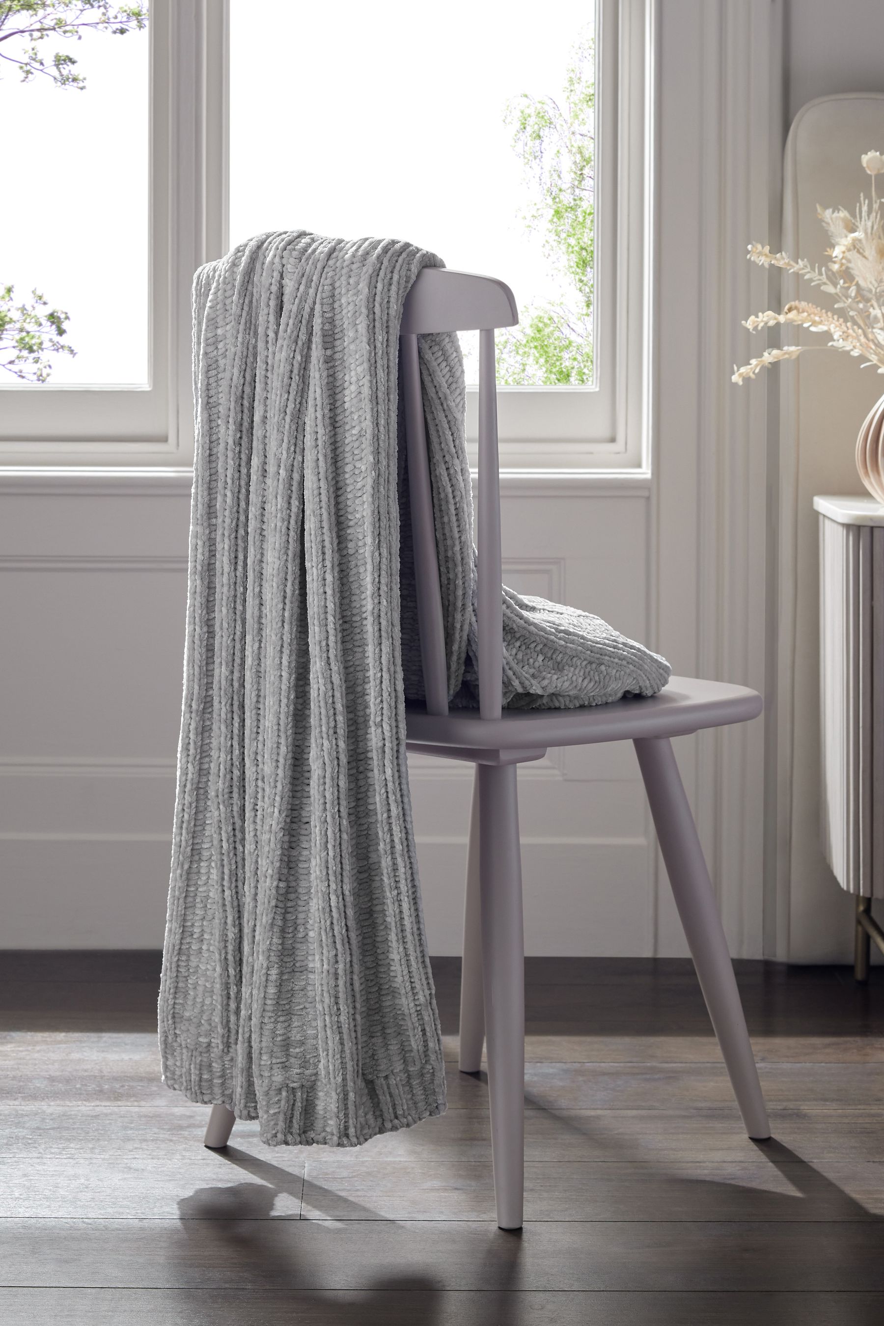 Silver chenille throw outlet