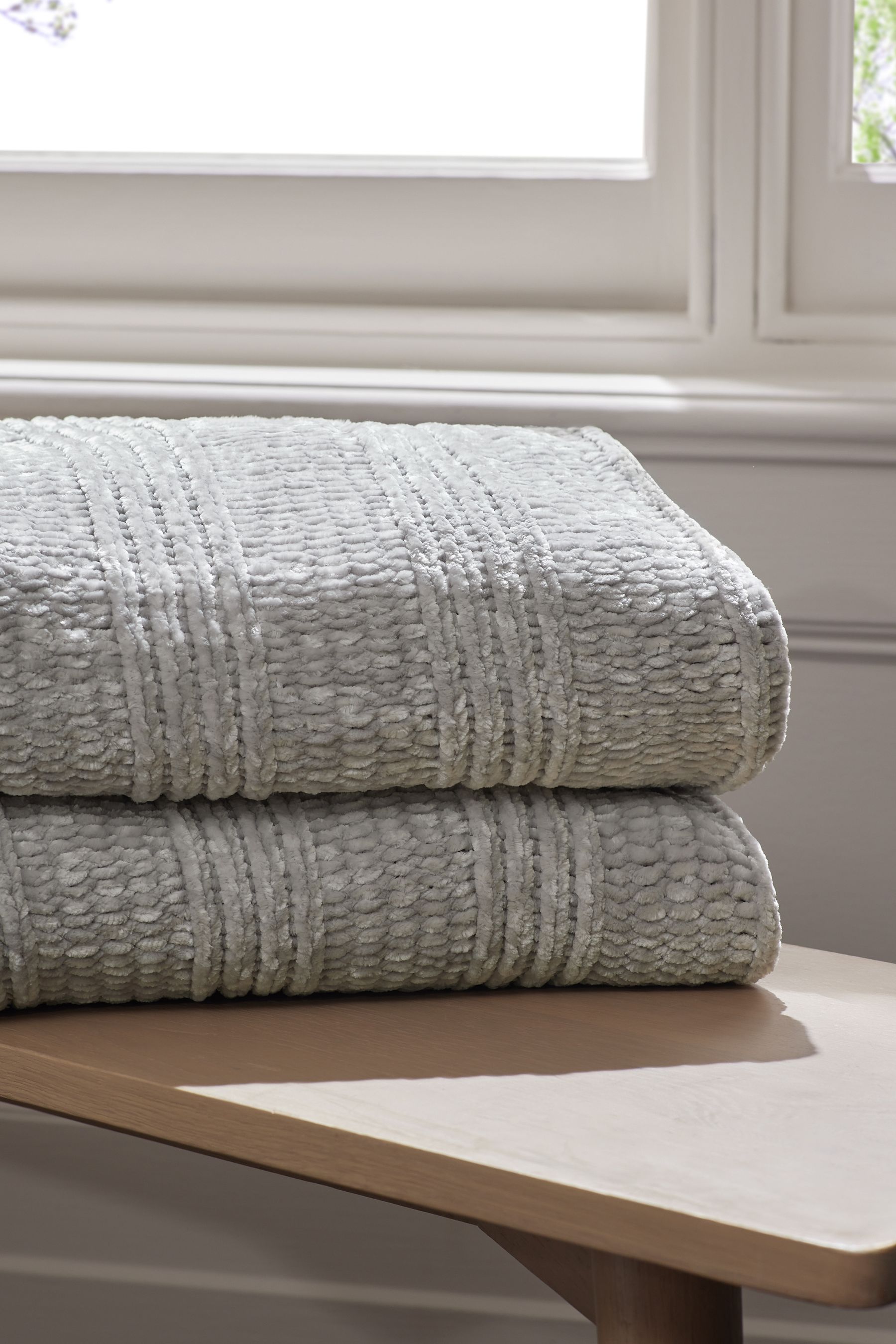 Buy Silver Nellie Chunky Chenille Throw from Next Luxembourg