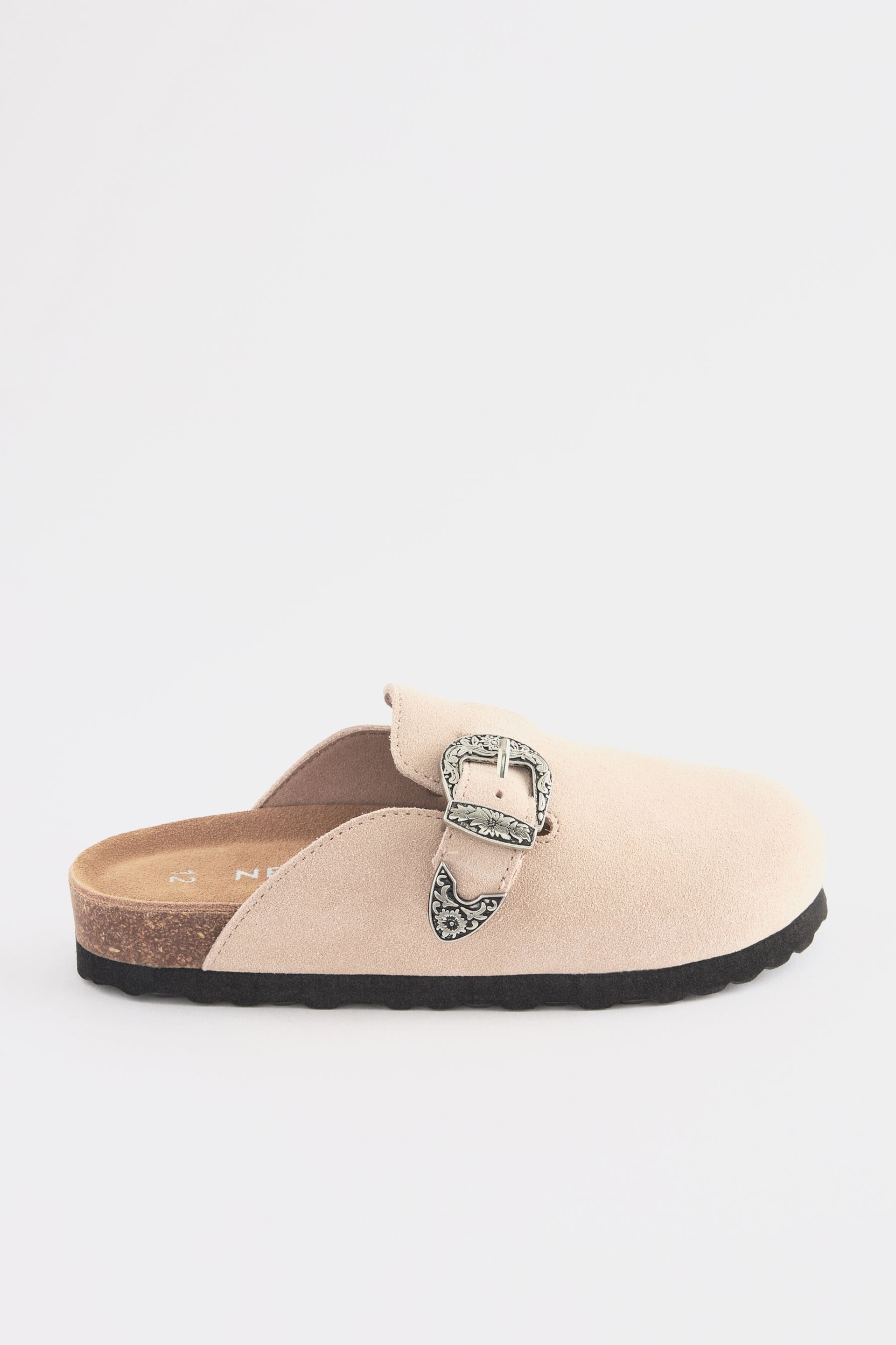 Neutral Western Buckle Suede Slip-On Clogs - Image 2 of 6