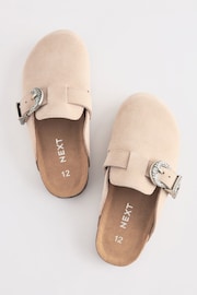 Neutral Western Buckle Suede Slip-On Clogs - Image 3 of 6
