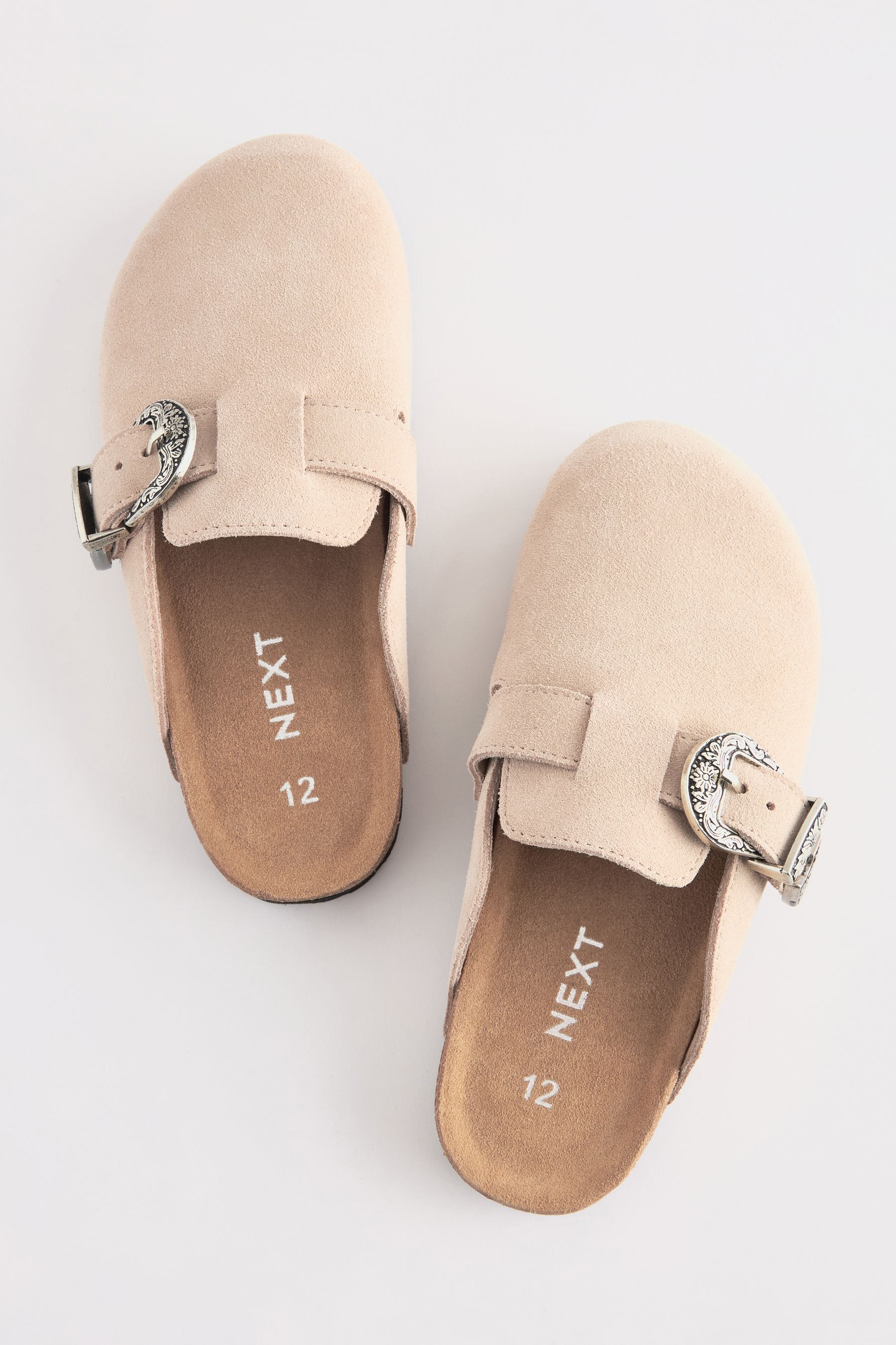 Buy Neutral Western Buckle Suede Slip On Clogs from the Next UK online shop