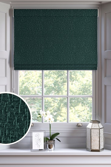 Dark Teal Chenille Made To Measure Roman Blind