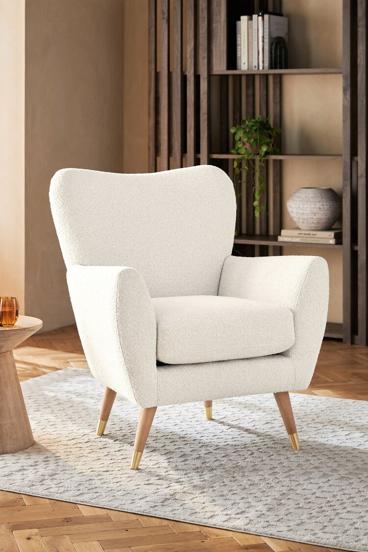 Casual Boucle Oyster Wilson II Highback Arm Chair - Image 1 of 9