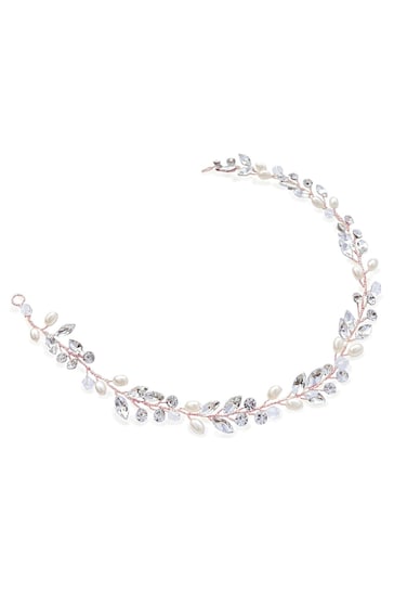 Ivory & Co Rose Gold Bohemia Crystal And Pearl Hair Vine