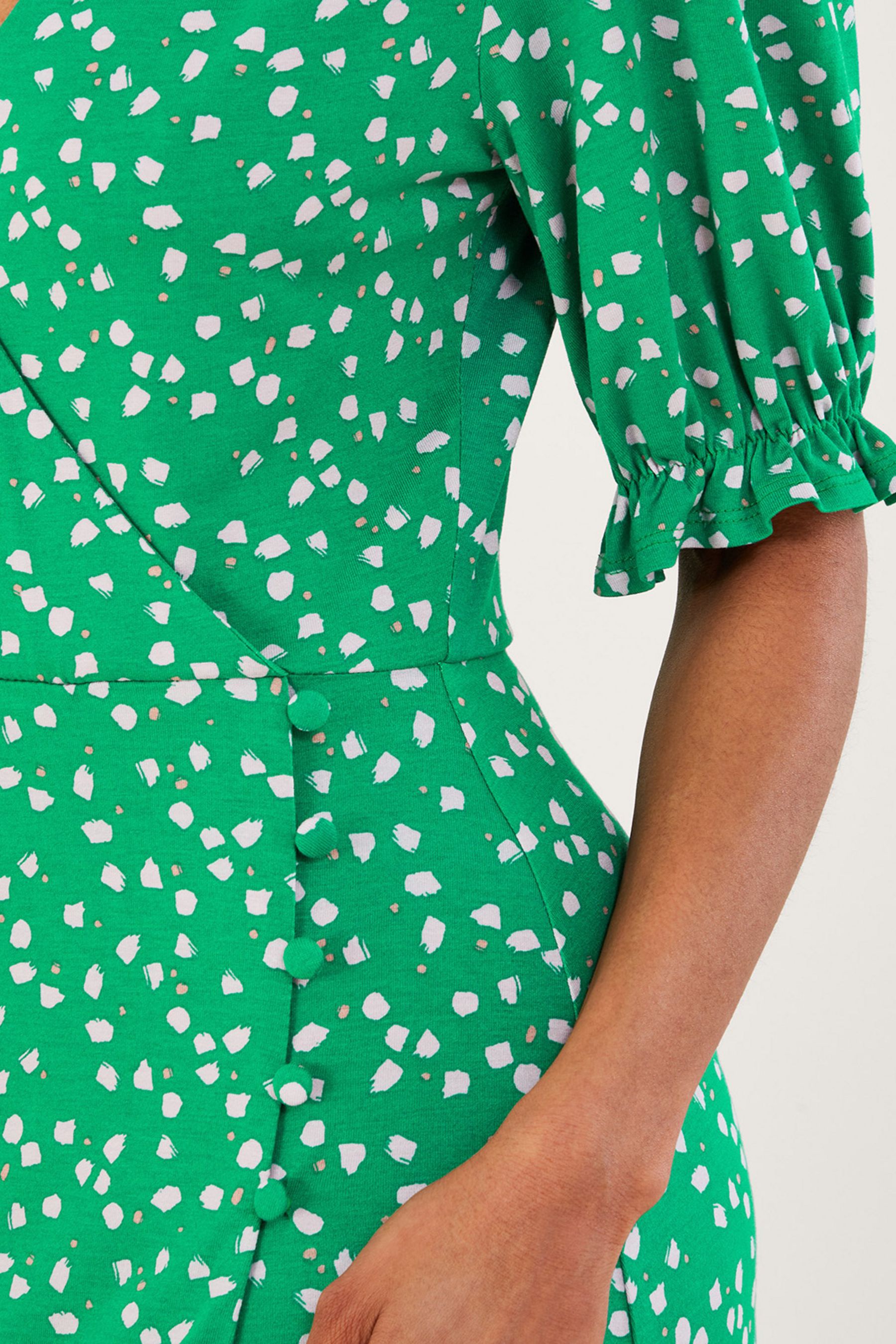 Green spot wrap dress online