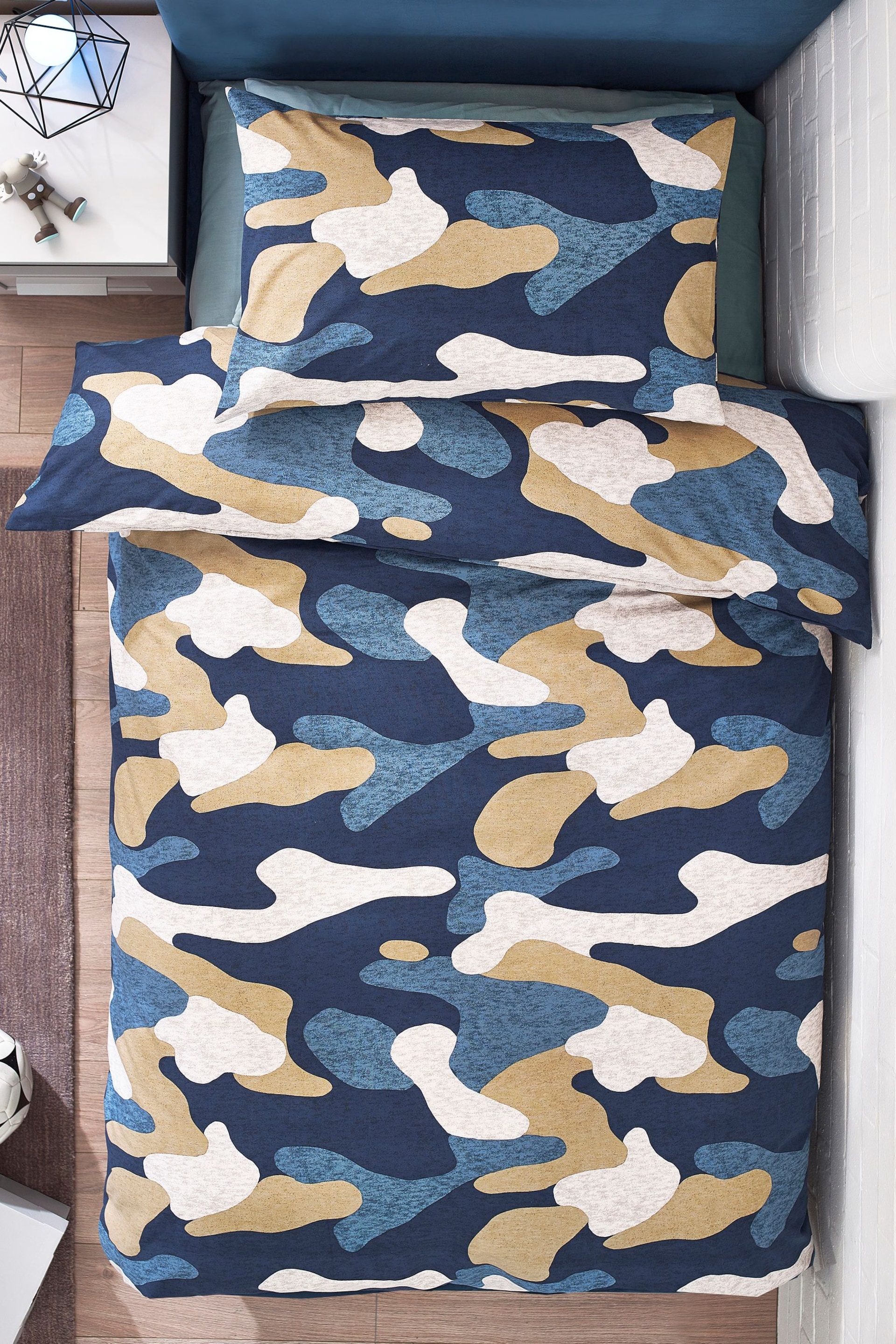 Blue Camo Duvet Cover and Pillowcase Set - Image 2 of 6