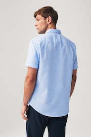 Light Blue Textured Linen Blend Shirt - Image 3 of 7