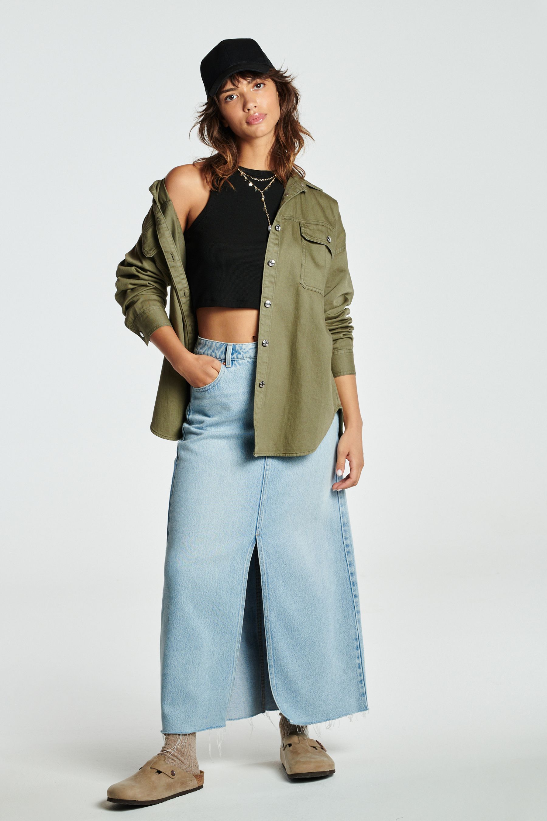 Buy Khaki Green Oversized Denim Shirt from Next Luxembourg