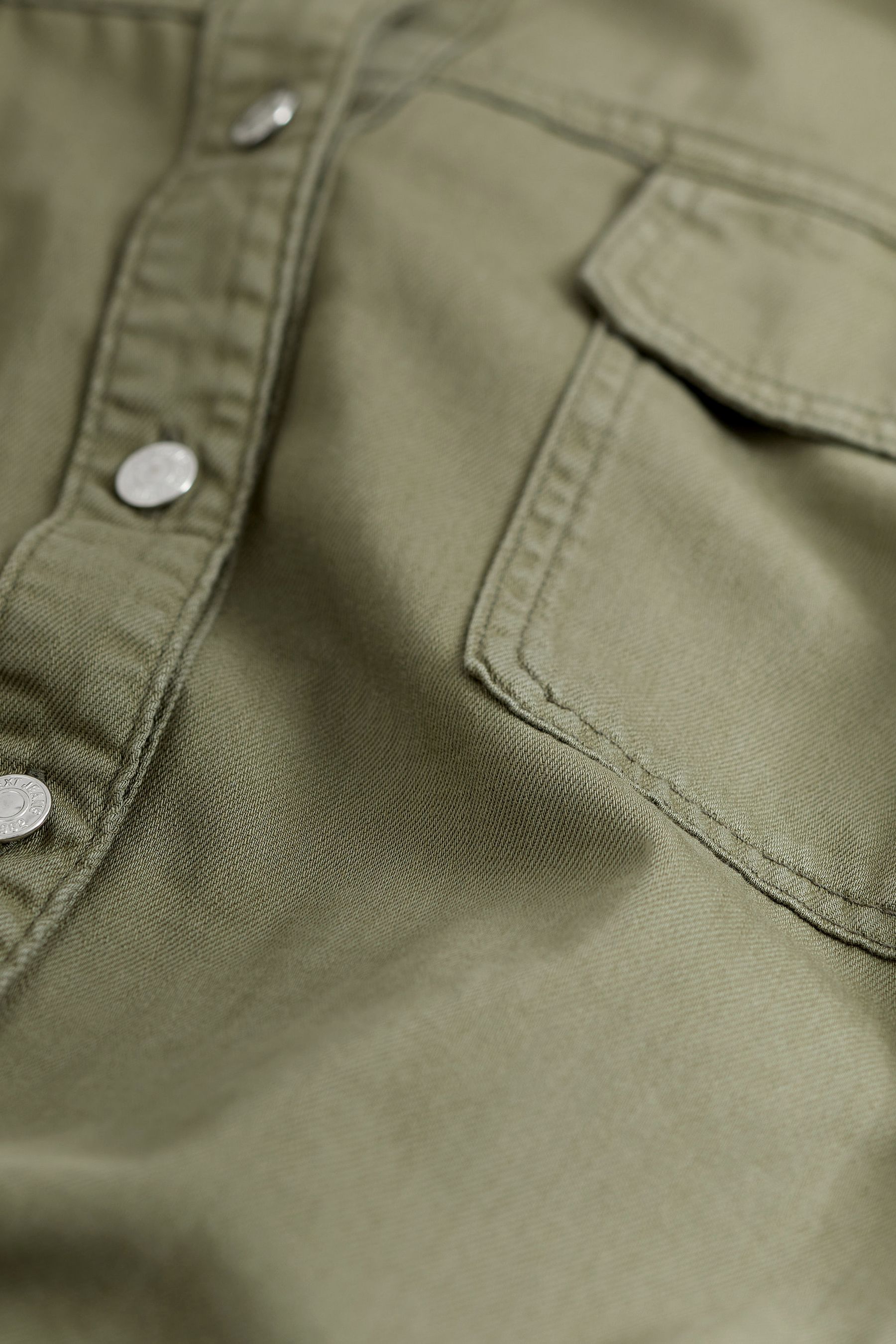 Denim shirt with green pants top