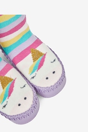 JoJo Maman Bébé Fuchsia Girls' Unicorn Moccasin Slipper Socks - Image 3 of 3