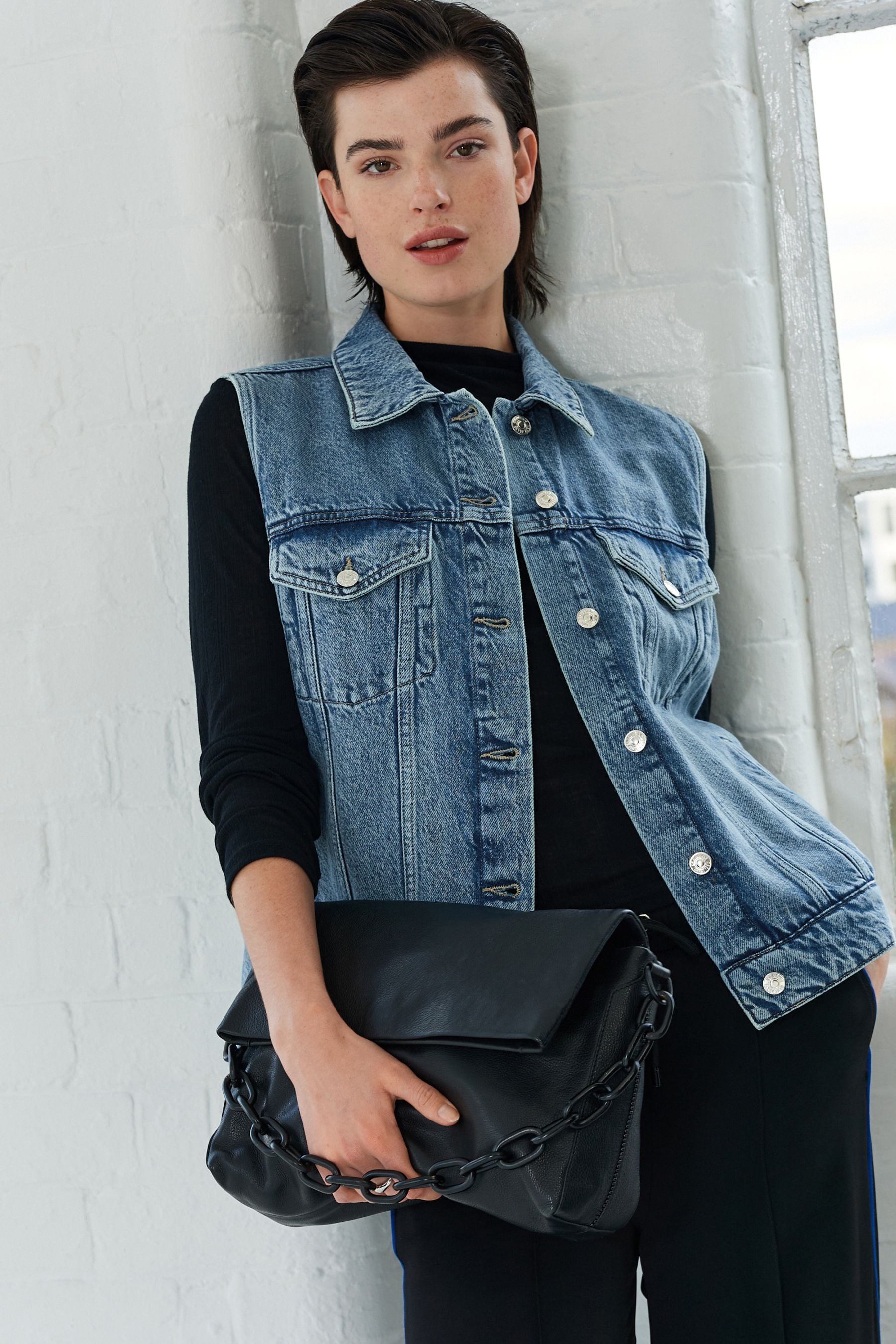 Denim gilet womens online