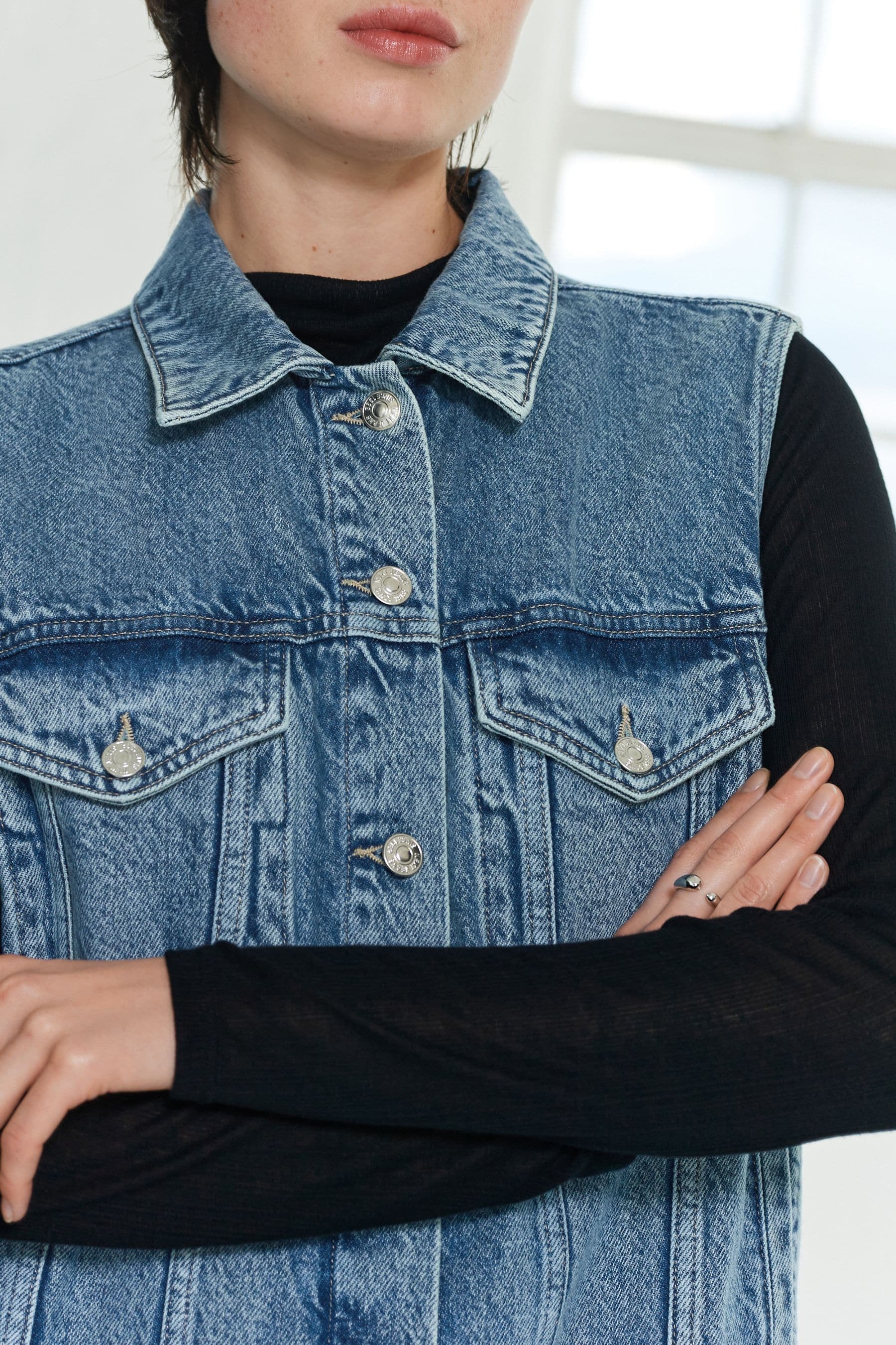 Sleeveless denim jacket womens uk discount