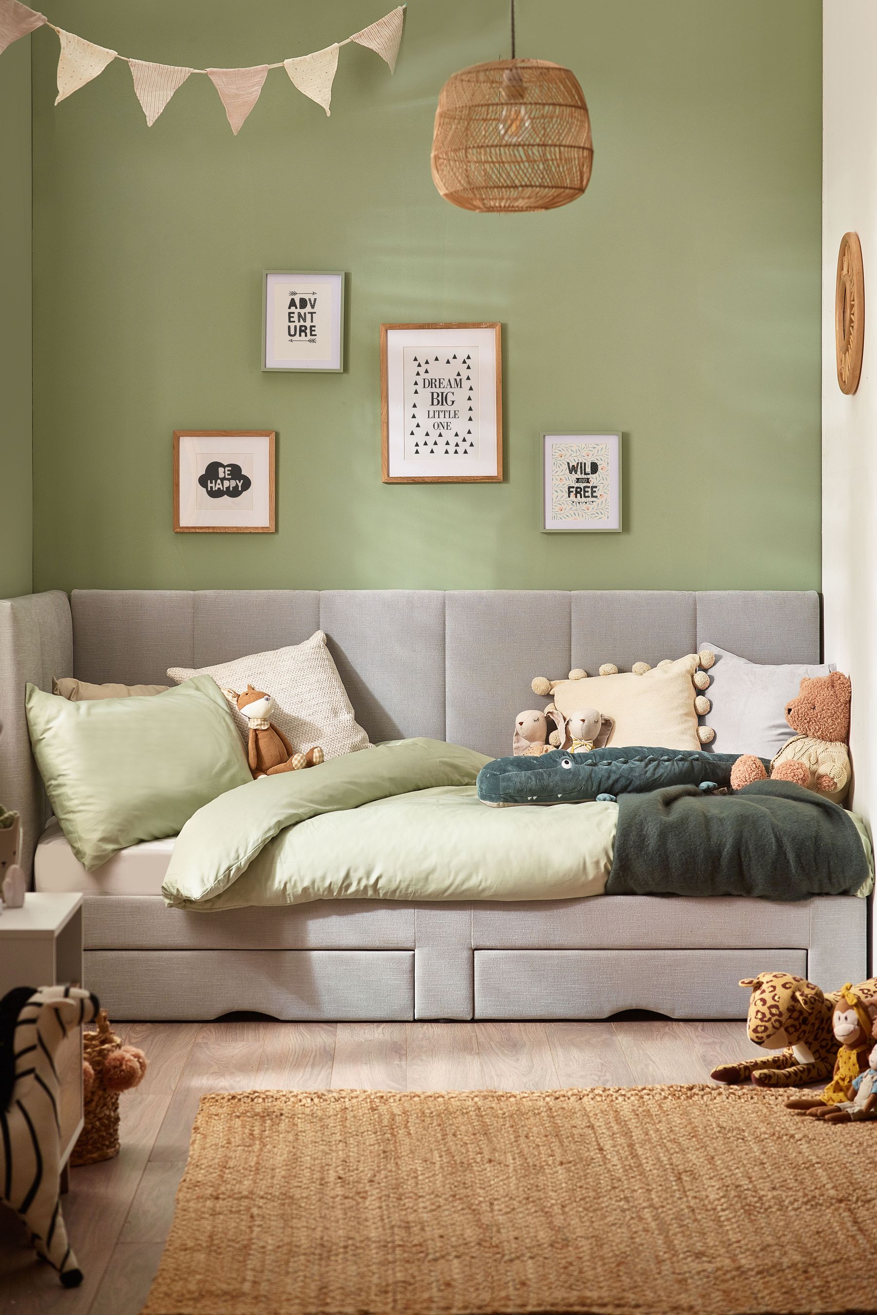 Buy Soft Texture Light Grey Marlowe Kids Upholstered Bed Frame
