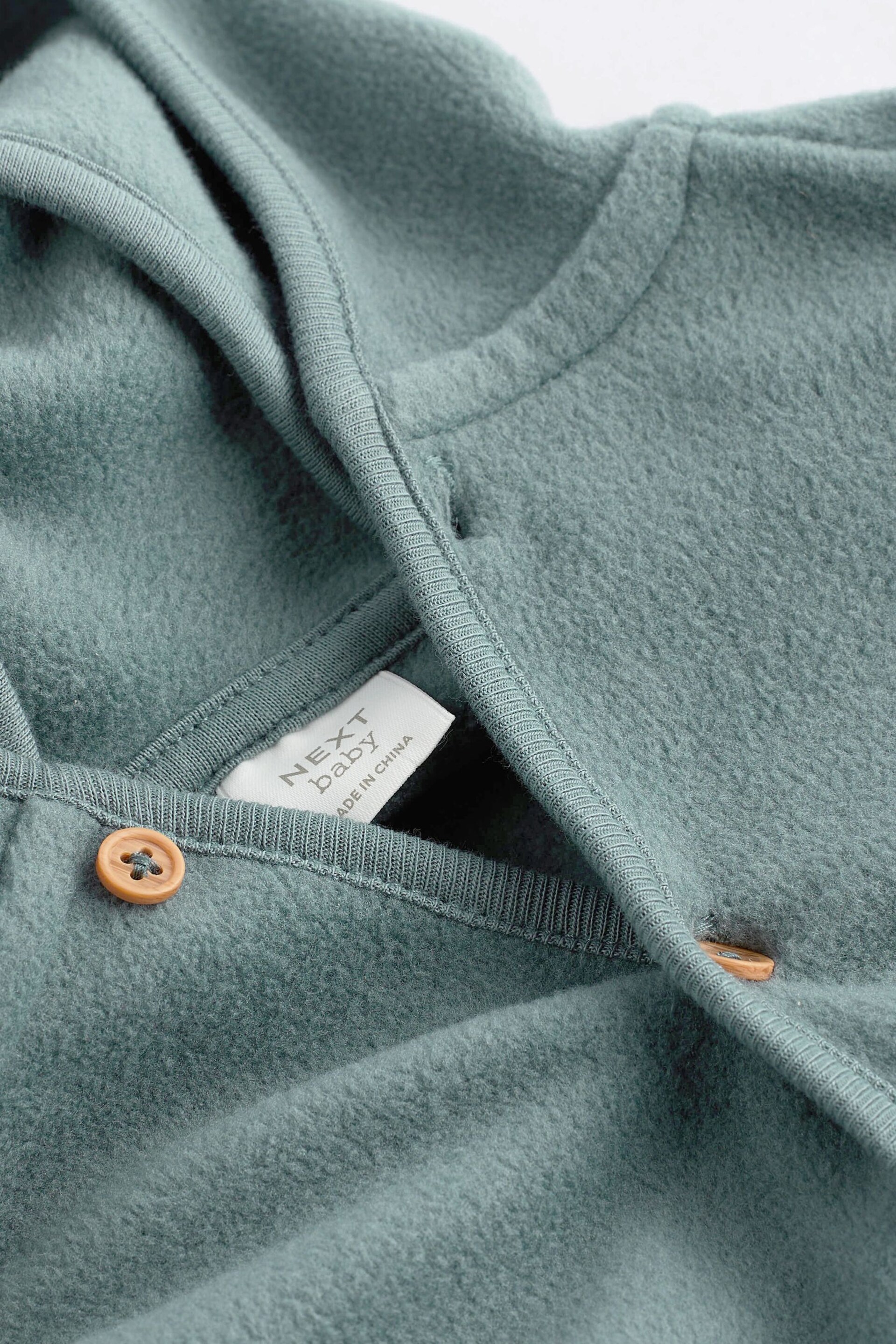 Teal Blue Hooded Cosy Fleece Baby Jacket (0mths-2yrs) - Image 5 of 6