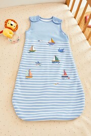 JoJo Maman Bébé Blue Stripe Sailing Boats Appliqué 1.5 Tog Baby Sleeping Bag - Image 1 of 4