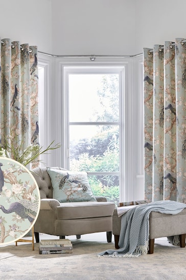 Laura Ashley Duck Egg Belvedere Unlined Lined  Eyelet Curtains