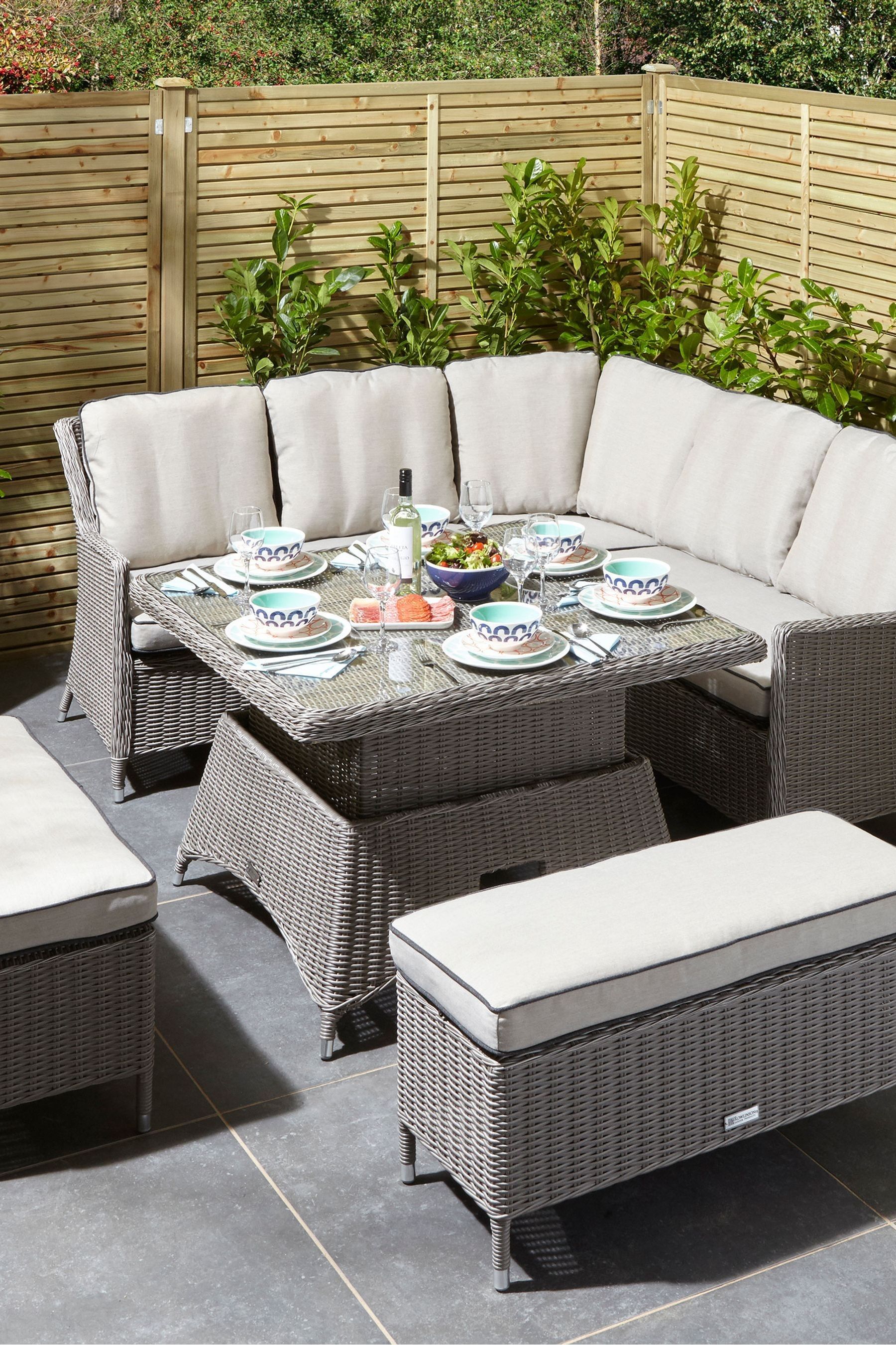 Buy Rowlinson Natural Garden Prestbury Rattan Effect Corner Dining Set with Rising Table from the Next UK online shop