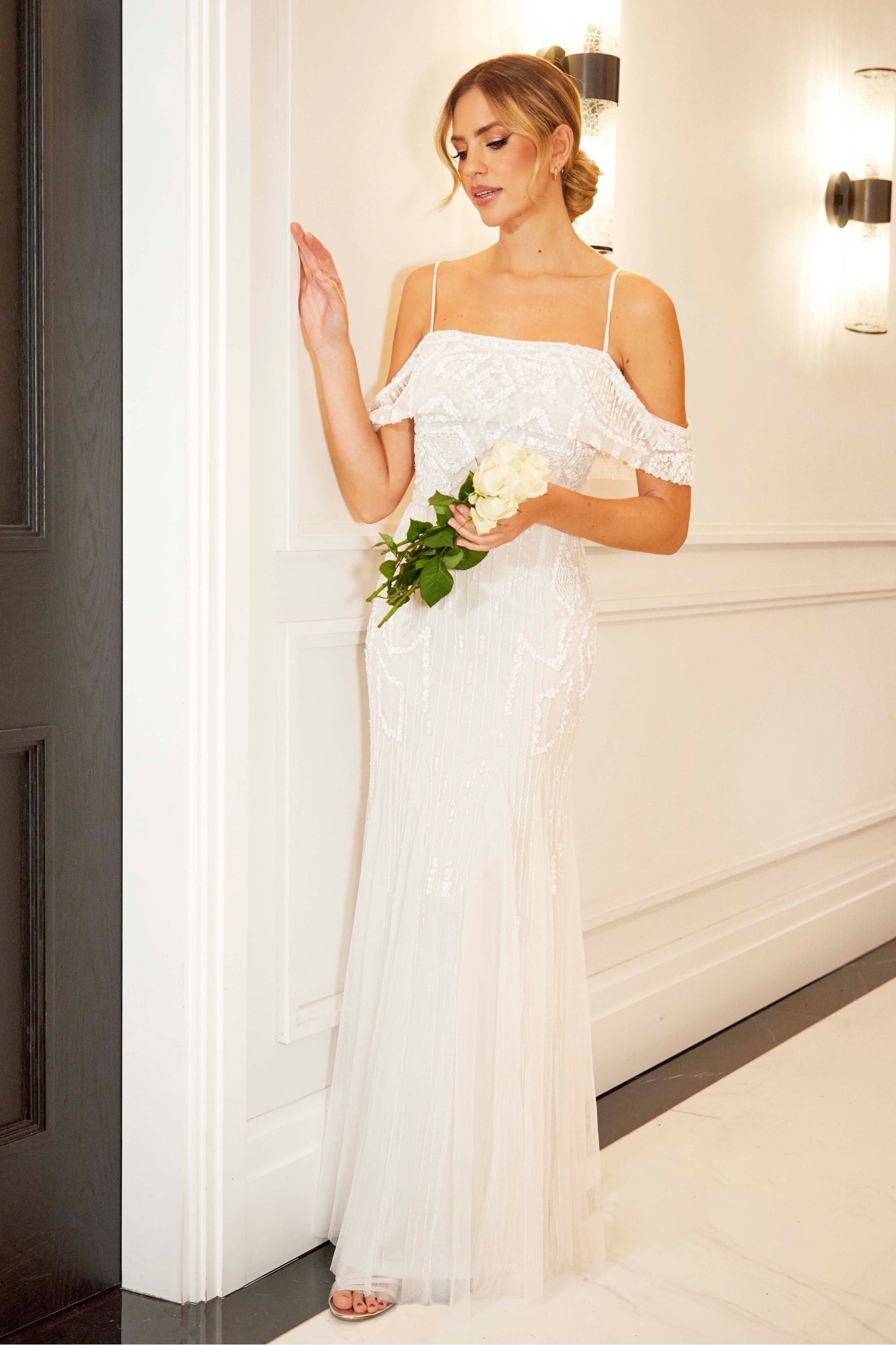 Embellished fishtail maxi dress outlet