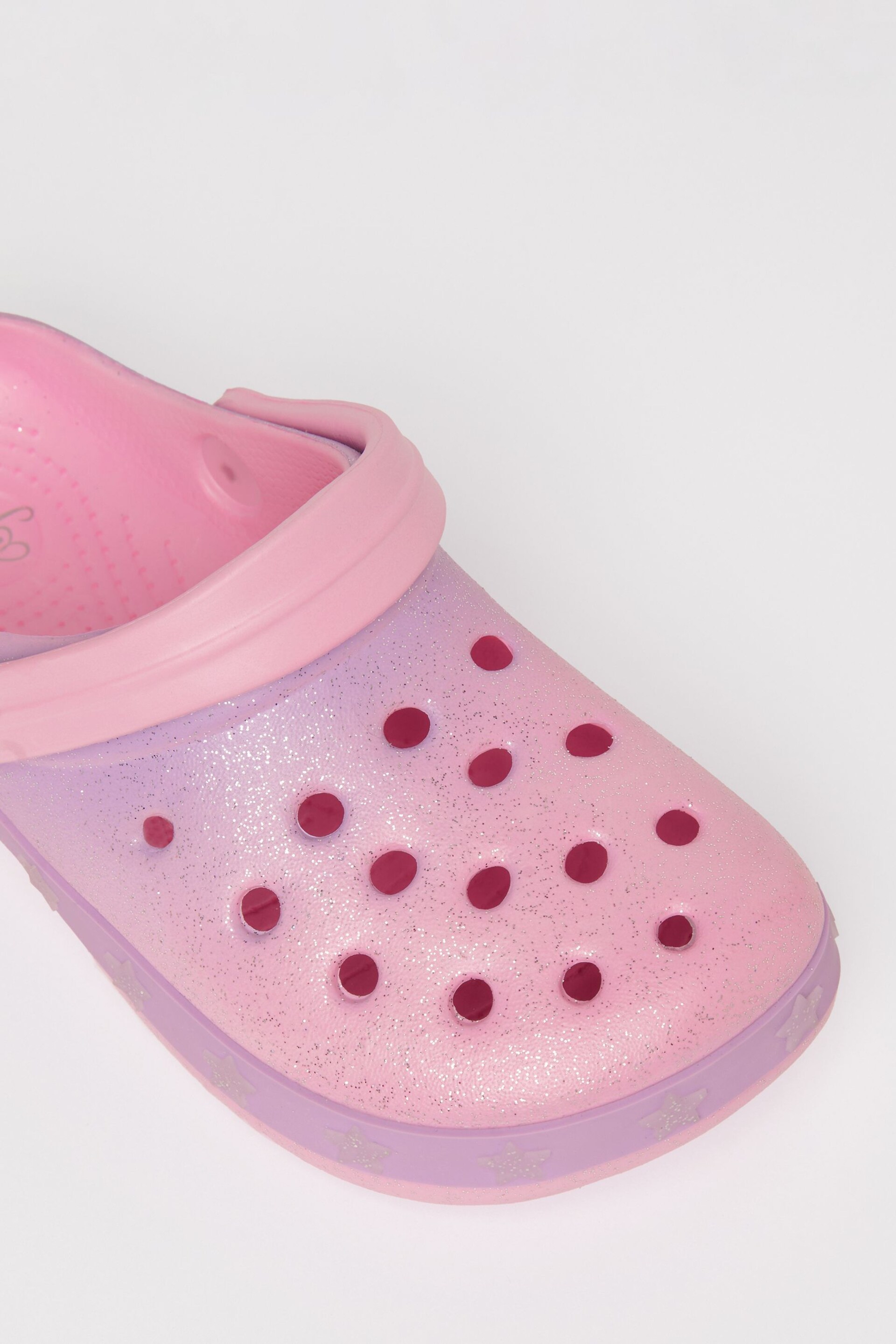 Lipsy Pink Slip On Glitter Clog Sandals - Image 3 of 4