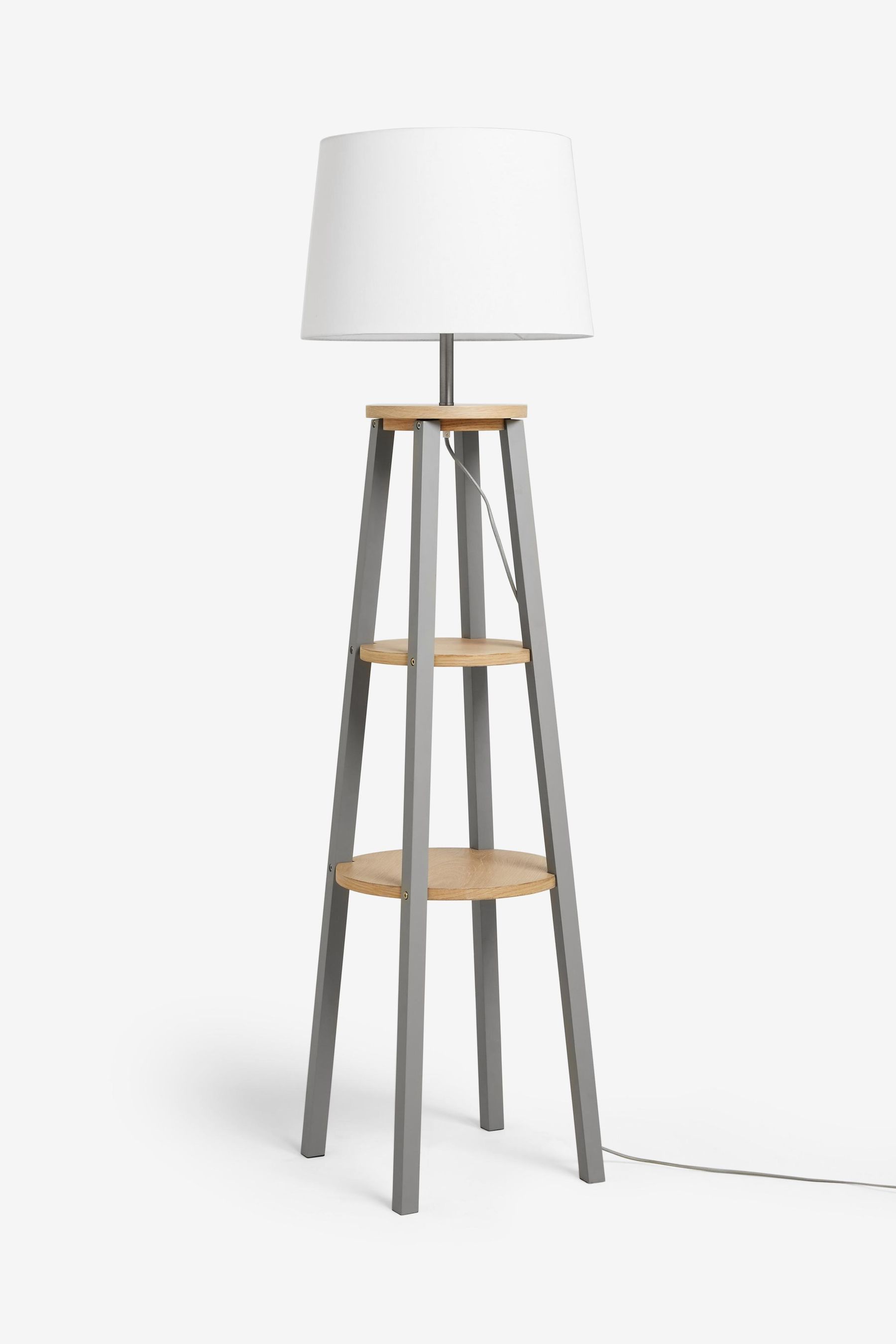 Gray floor cheap lamp with shelves