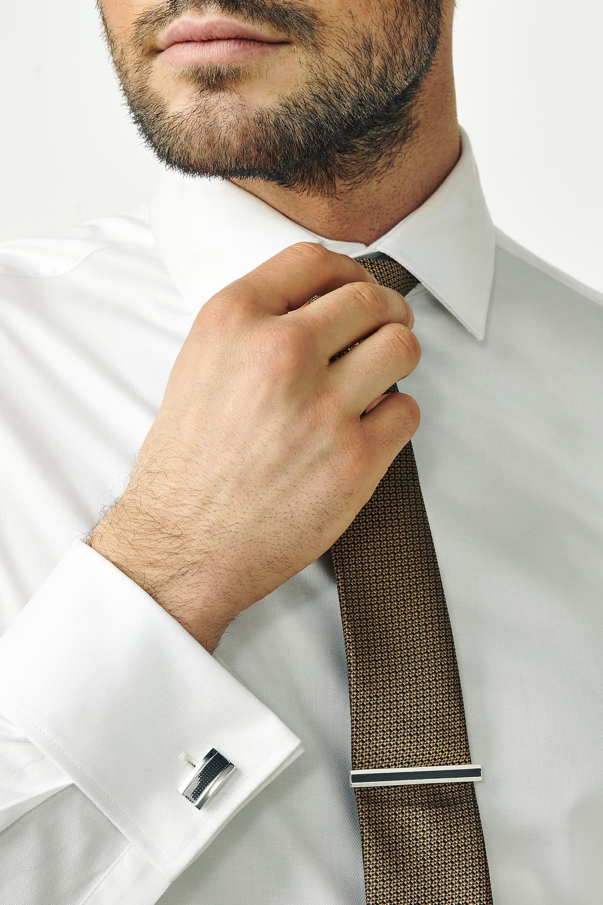 Gunmetal Textured Cufflink And Tie Clip Set - Image 1 of 5
