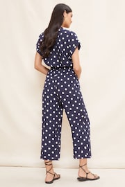 Friends Like These Navy Blue Culotte Jumpsuit With Tie Belt - Image 2 of 4