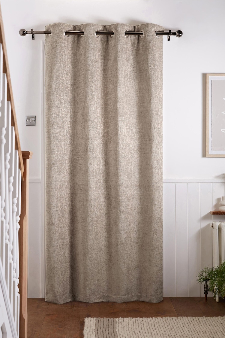 Natural Heavyweight Chenille Super Thermal Eyelet Door Curtain - Image 2 of 5