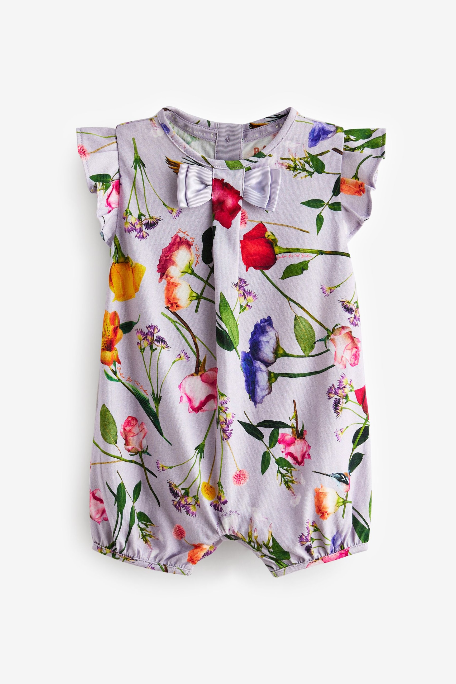 Baker by Ted Baker Lilac Purple Floral Romper - Image 5 of 8