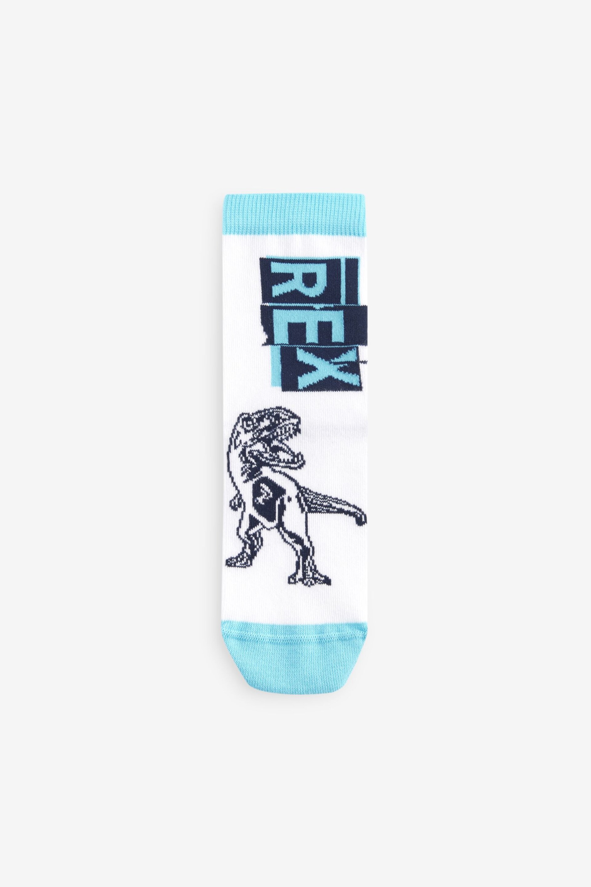 Blue/Green Fluro Dinosaurs Cotton Rich Socks 5 Pack - Image 2 of 6