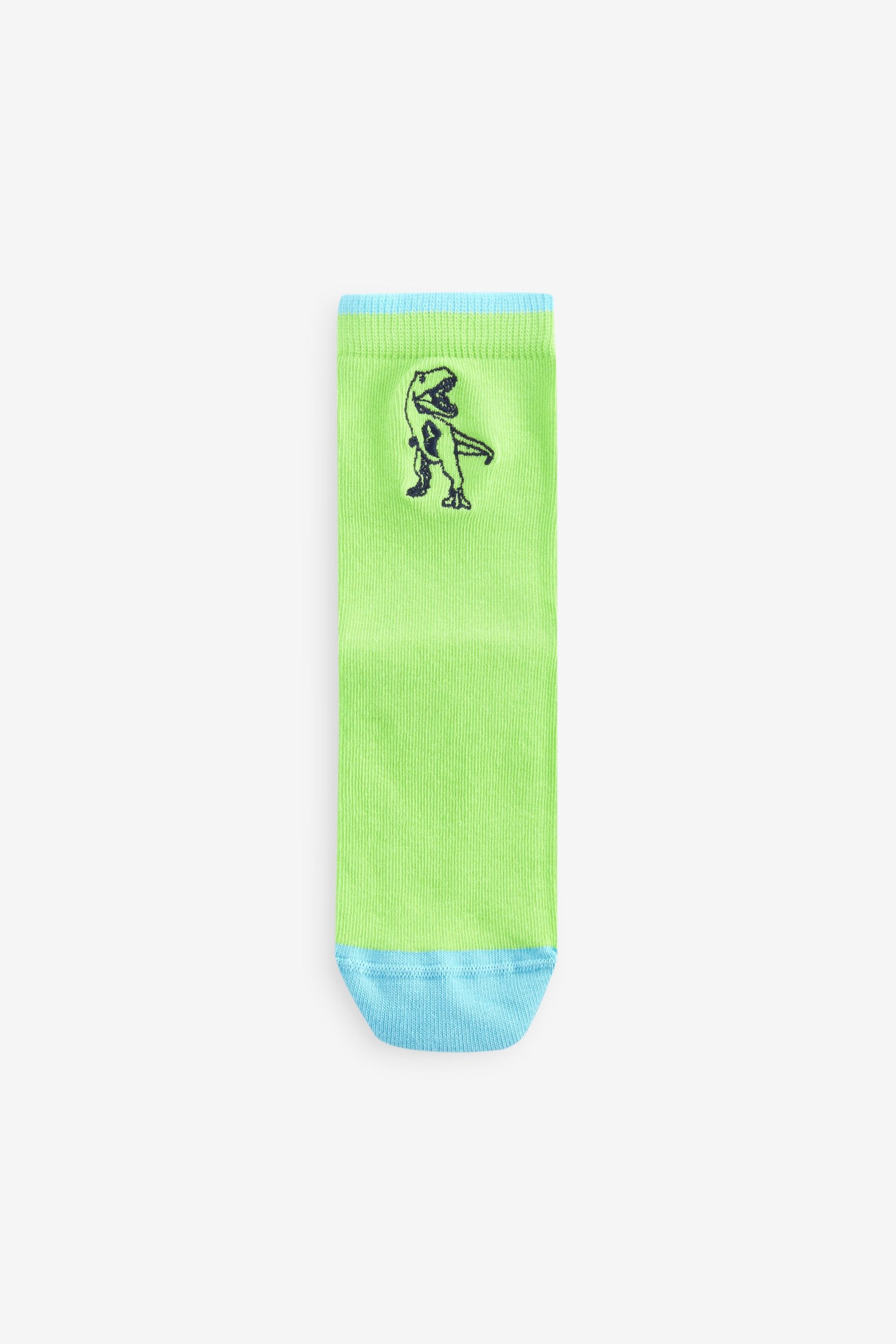 Blue/Green Fluro Dinosaurs Cotton Rich Socks 5 Pack - Image 6 of 6