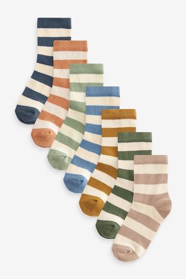 Wide Stripe Cotton Rich Socks 7 Pack