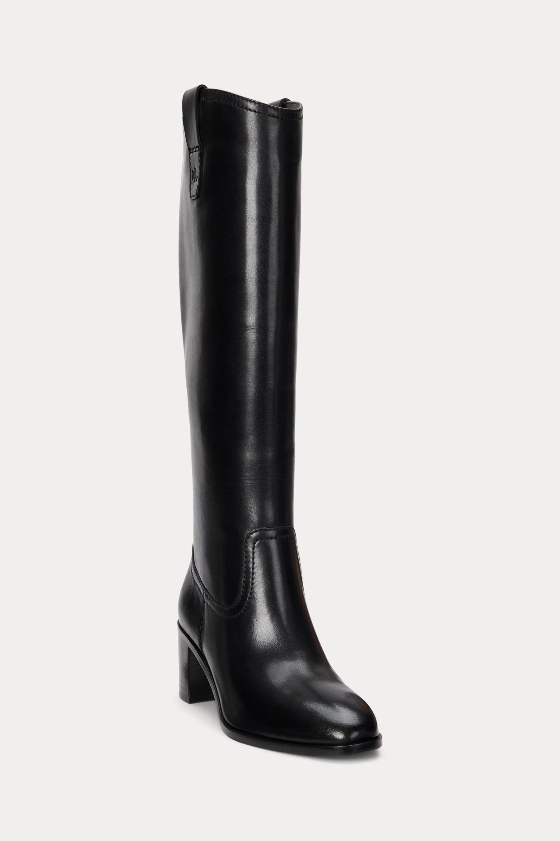 Buy Lauren Ralph Lauren Carla Leather Heeled Tall Black Boots Next Ukraine