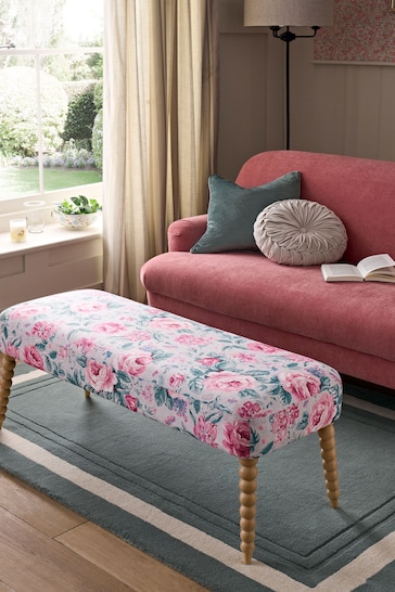 Laura Ashley Wild Roses Soft Natural Rowe Bench