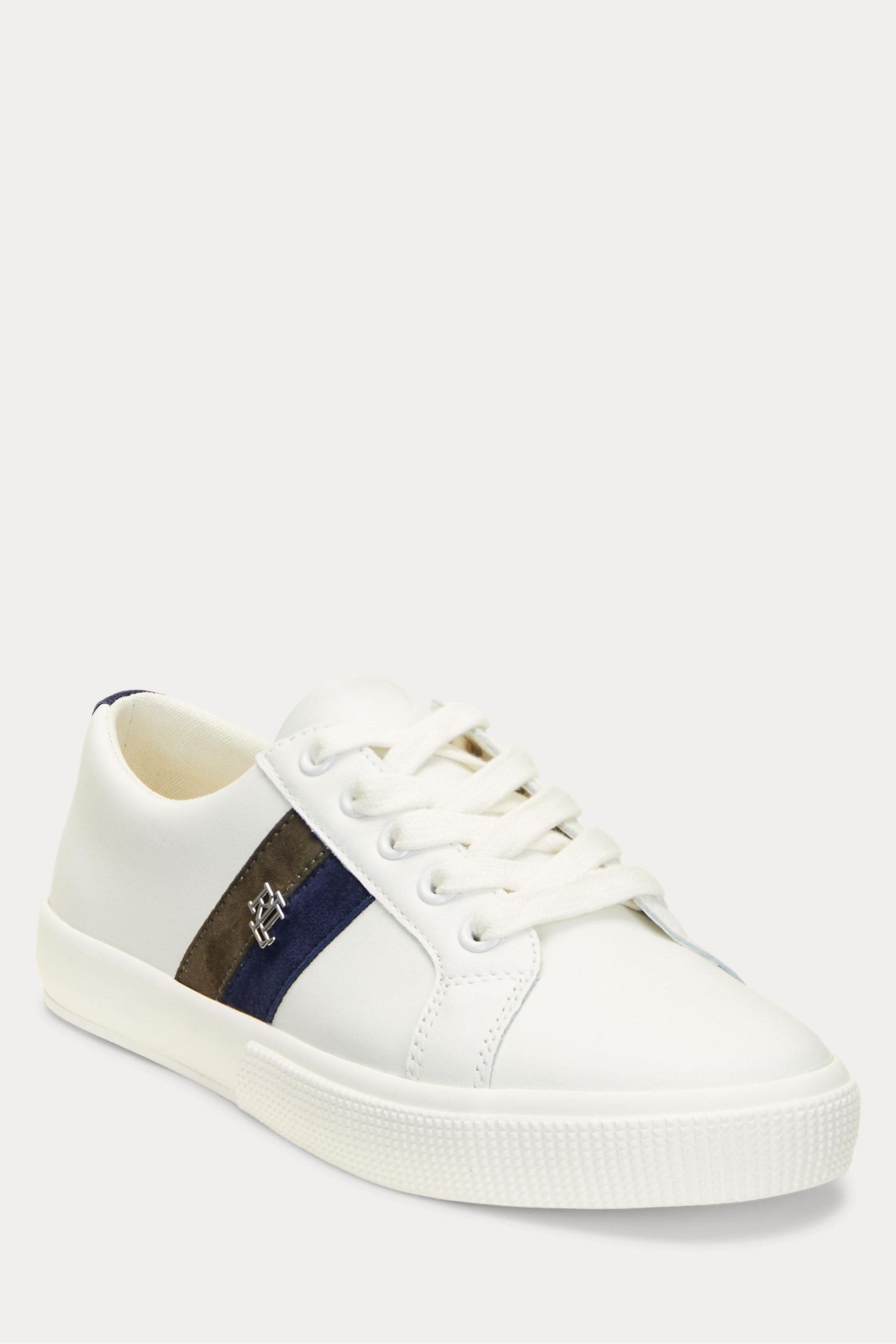 Buy Lauren Ralph Lauren White And Gold Janson Logo Trainers from the Next UK online shop