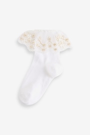 White Cotton Rich Bridesmaid Ruffle Ankle Socks 2 Pack - Image 2 of 3