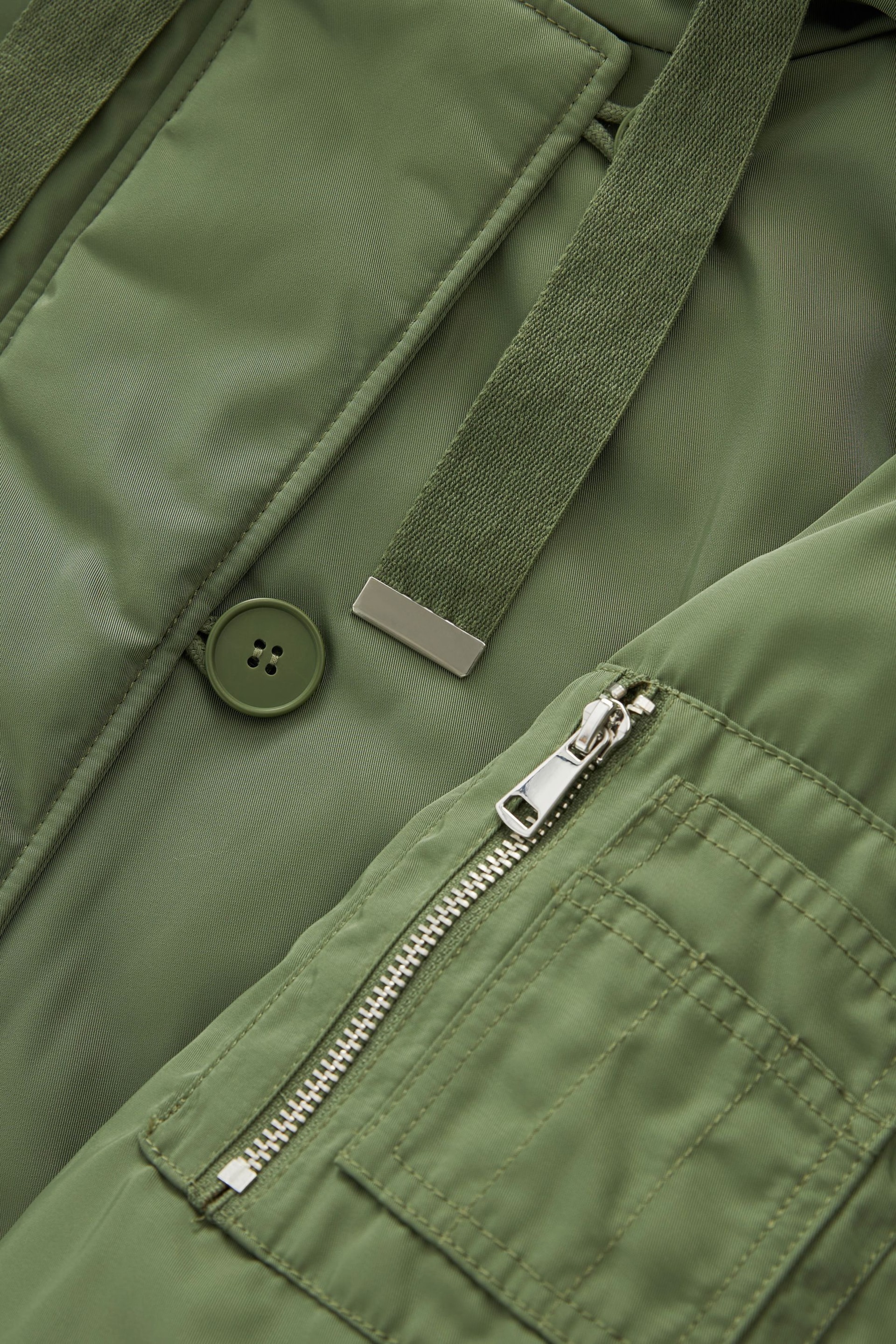 Khaki Green Hooded Bomber Jacket - Image 7 of 8