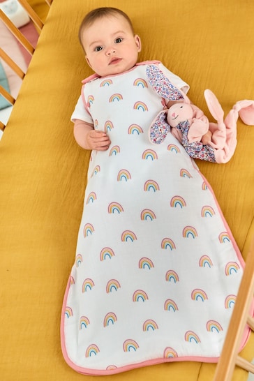 JoJo Maman Bébé Pink Rainbow 1 Tog Baby Muslin Sleeping Bag