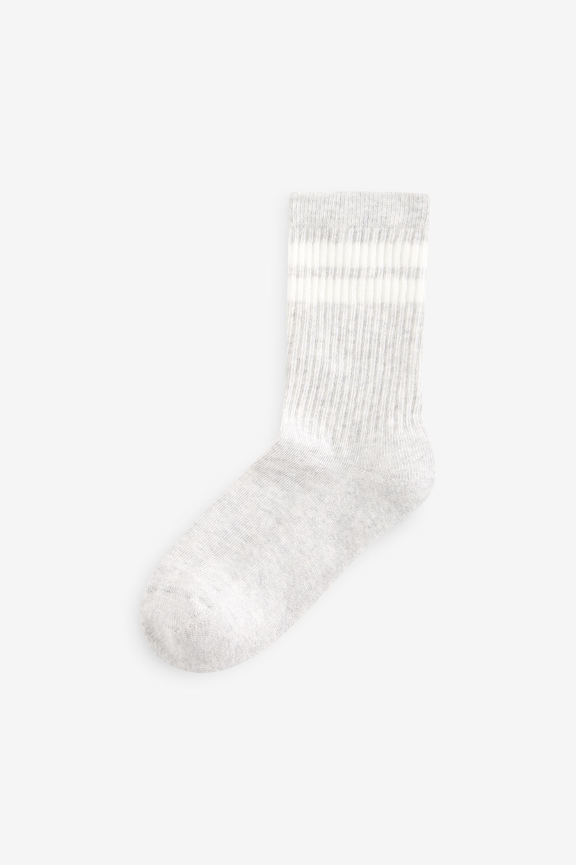 Neutral/Brown/White/Grey Cushioned Footbed Cotton Rich Ribbed Socks 5 Pack - Image 5 of 6