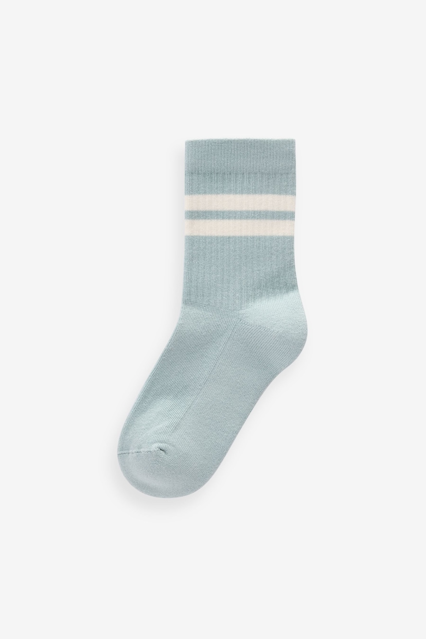 Mineral Blue/Grey Cushioned Footbed Cotton Rich Ribbed Socks 5 Pack - Image 6 of 6